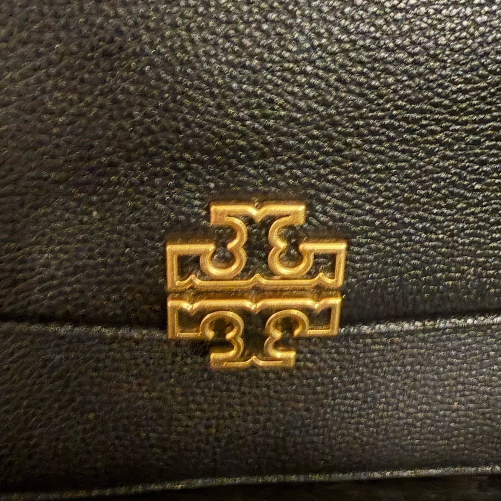 Tory Burch Black and Gold Leather Clutch